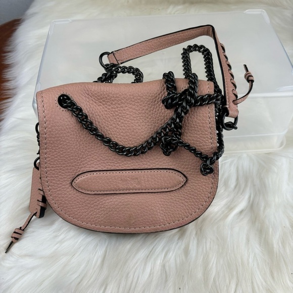 COACH SMALL SHADOW  IN PEBBLE LEATHER CROSSBODY BAG PALE PINK COLOR - Picture 1 of 14